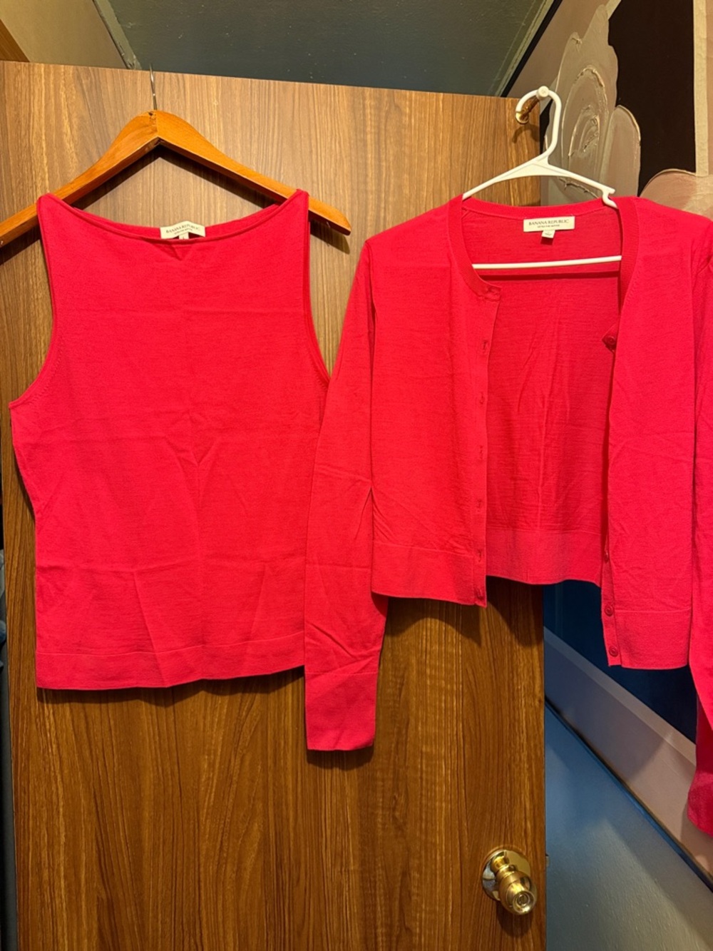Banana Republic Hot Pink Tank and Cardigan Set